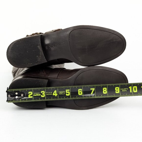 Nine West Women Blogger Brown Leather Riding Vintage Y2K Tall Boots sz 7 - Picture 5 of 8